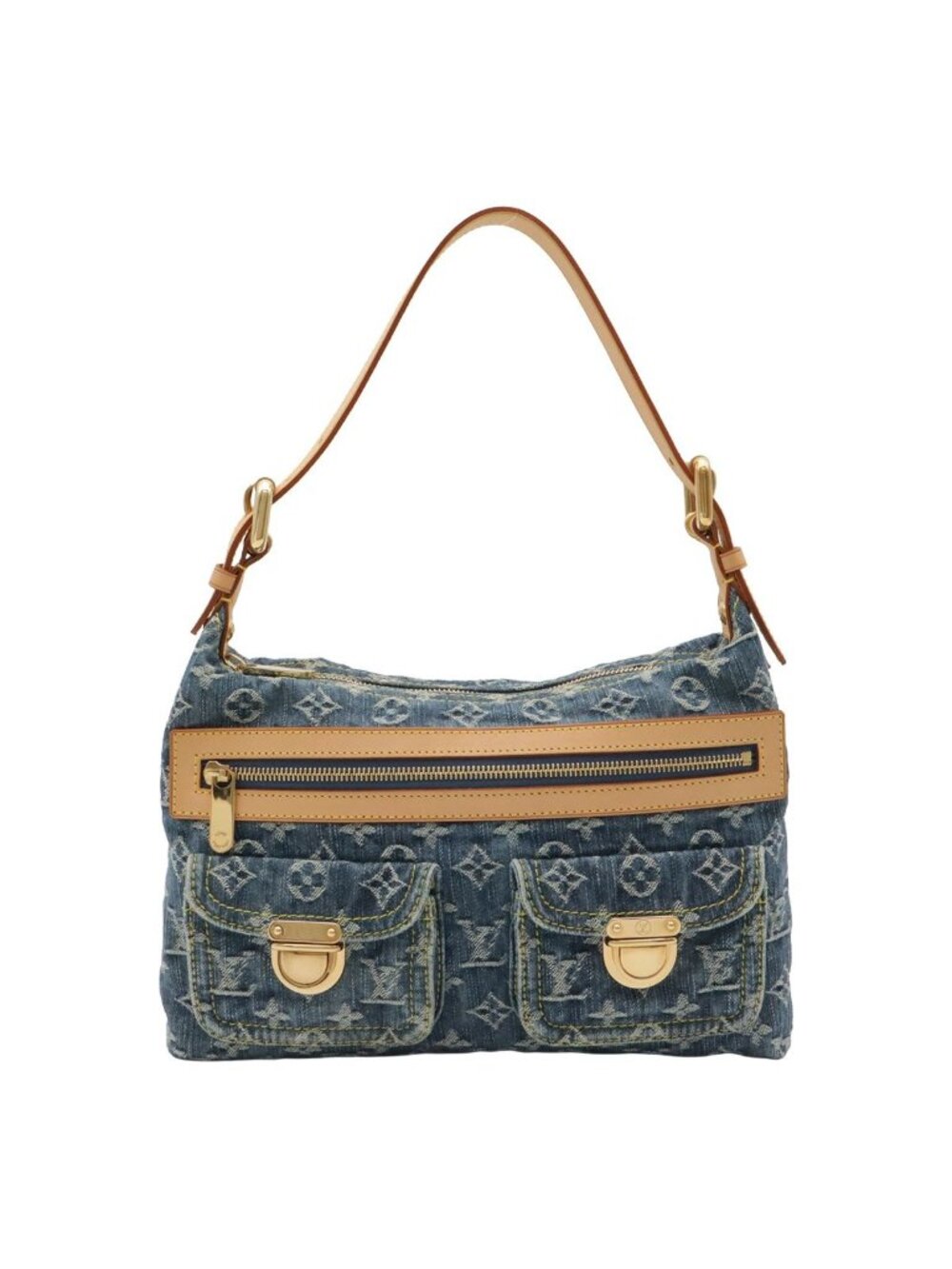 Louis Vuitton Monogram Denim Baggy PM Shoulder Bag Blue